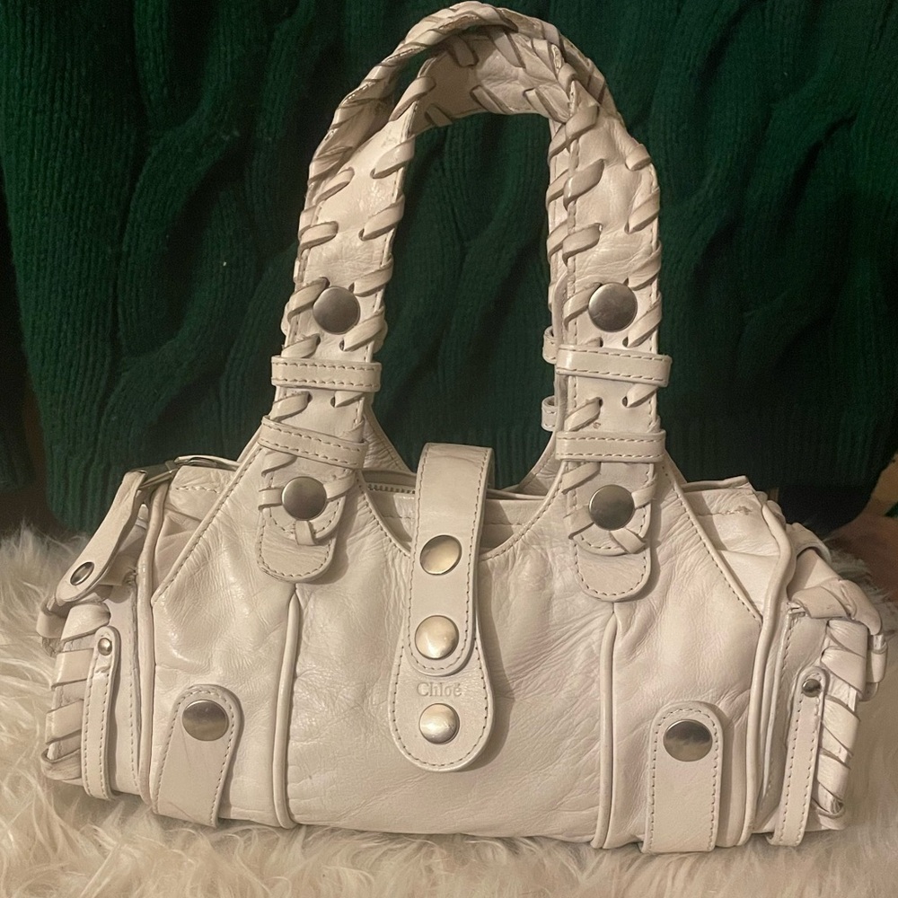 Chloe Silverado Vintage White Leather Handbag | Rare - Picture 2 of 15